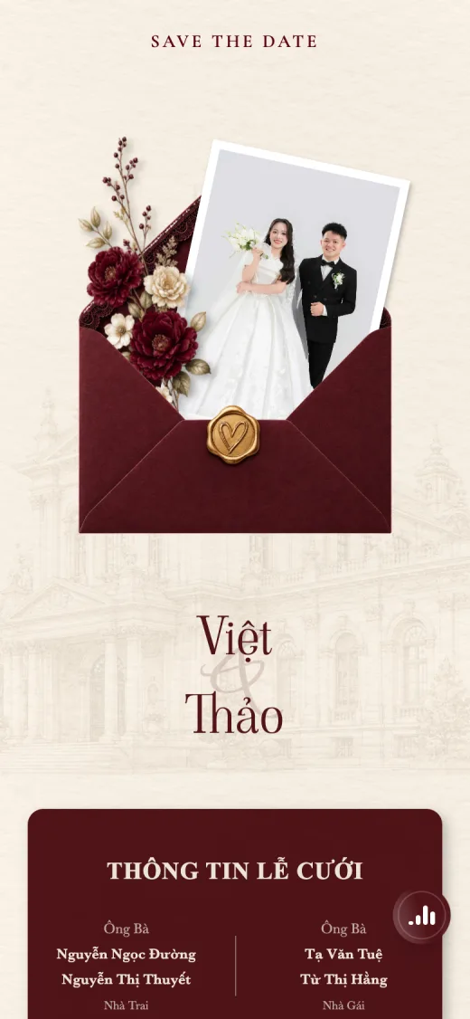 Mẫu thiệp cưới online đỏ đô